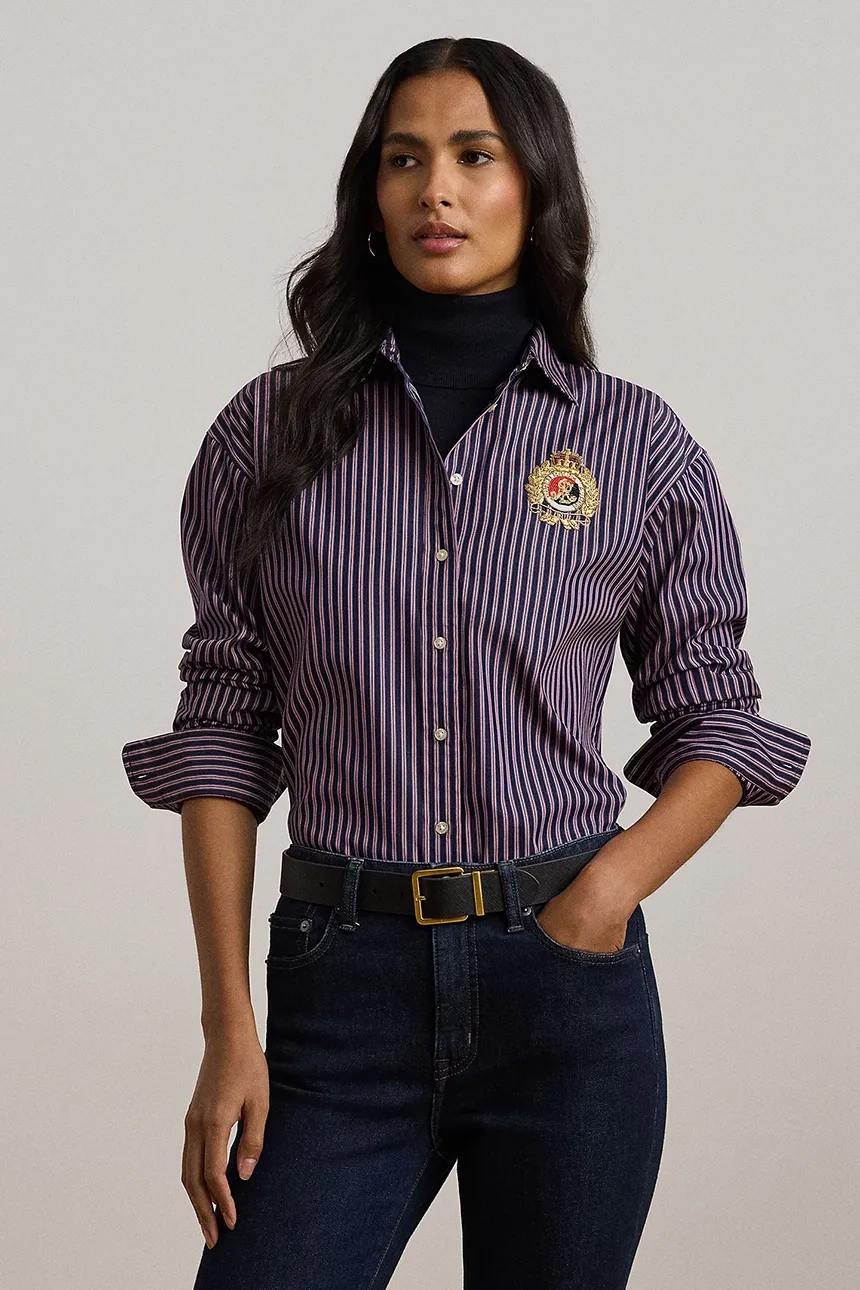 

Хлопковая рубашка Lauren Ralph Lauren, темно-синий