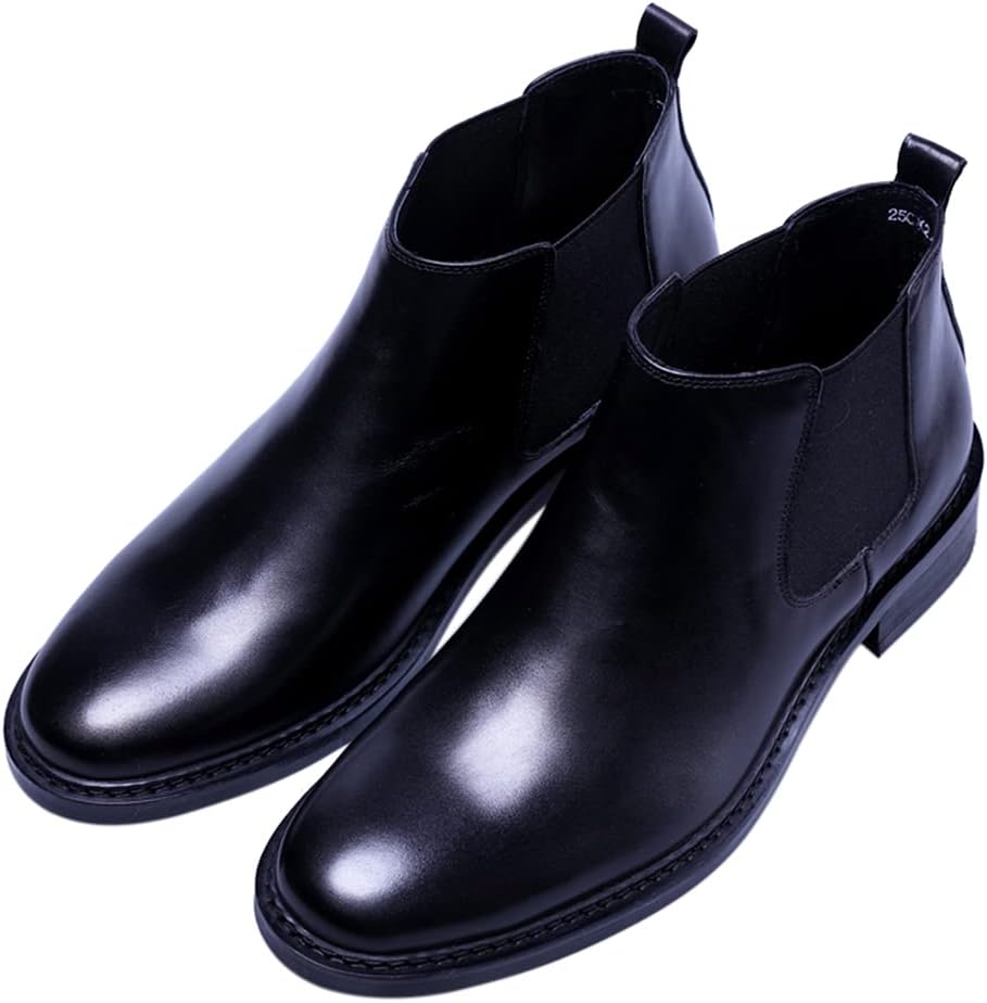 

Кожаные ботинки Chelsea на щиколотке для мужчин Santimon Mens Dress - модные стильные ботинки Western для деловых встреч, свадеб и вечеринок, черный