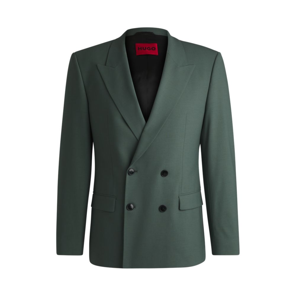 

Приталенная куртка из шерстяного стрейчевого поплина HUGO, светло-зеленый