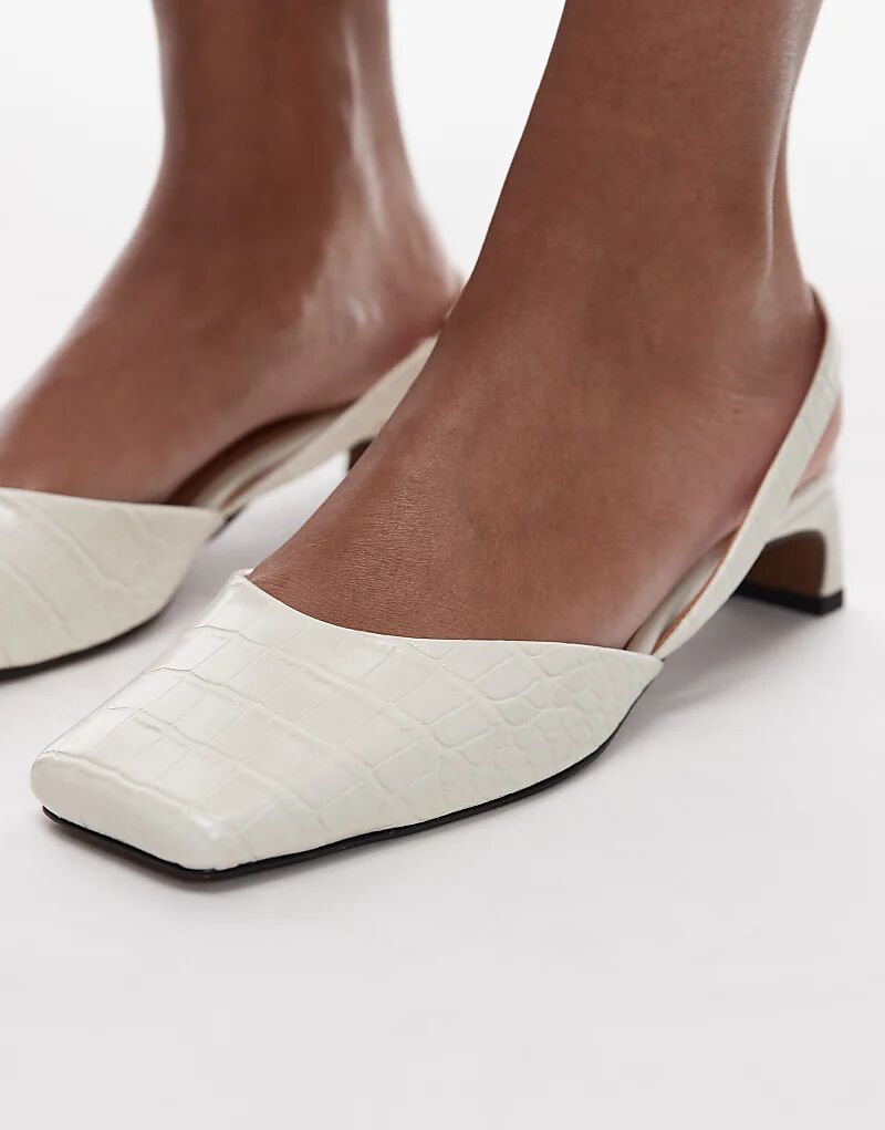 Туфли Diana на среднем каблуке с квадратным носком и белым крокодиловым принтом Topshop — фото 2