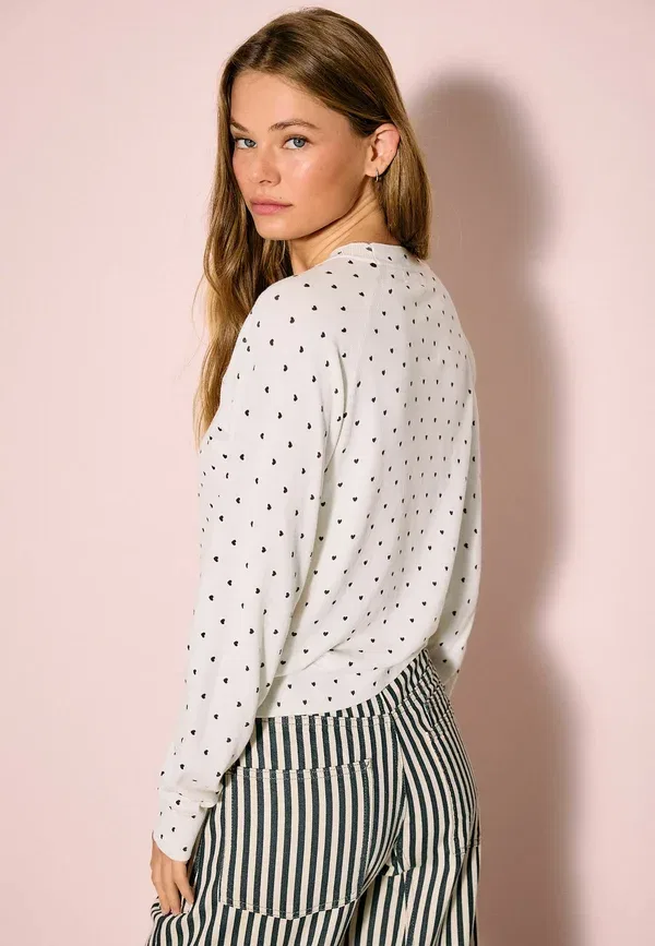 Джемпер Regular fit soft touch crew neck Next, цвет экрю с сердечками в горошек — фото 3