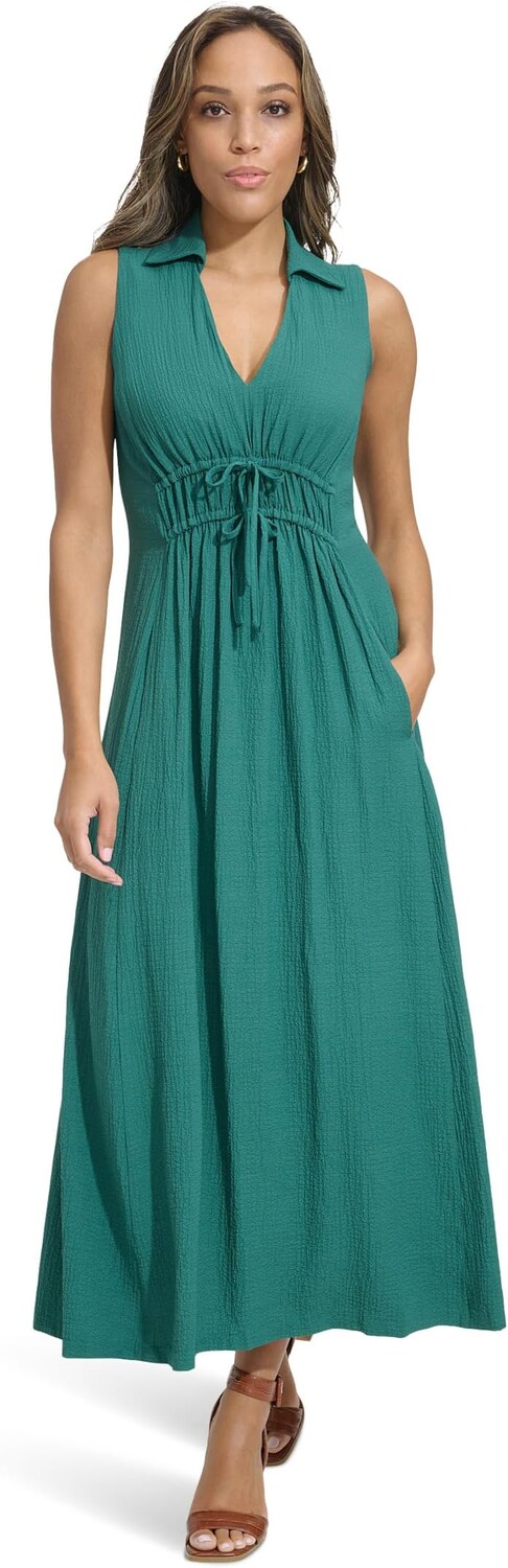 

Платье Calvin Klein Sleeveless Collared Gauze Dress, цвет Sequoia