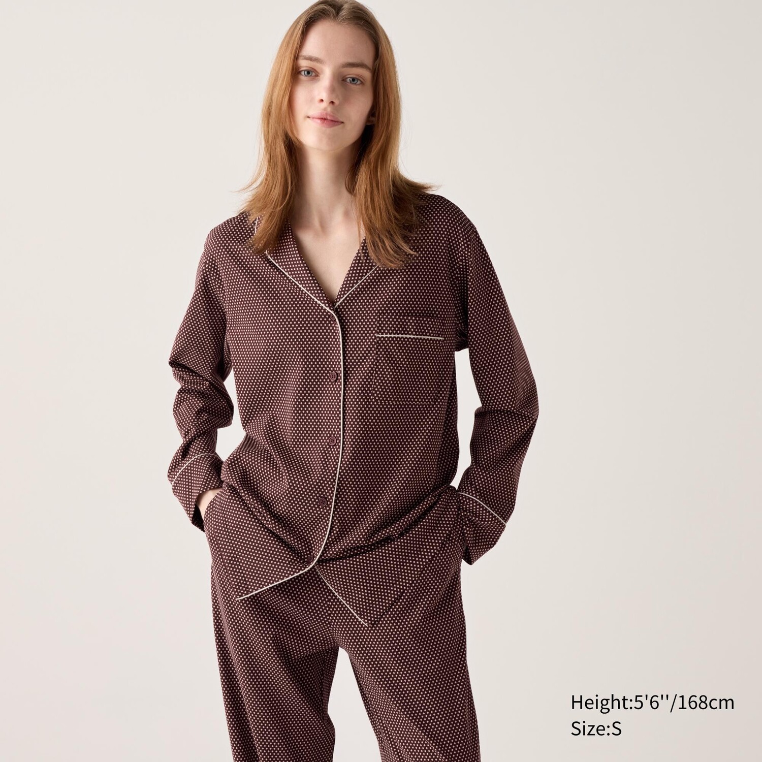 

Хлопковая пижама AIRism с принтом UNIQLO, бордо