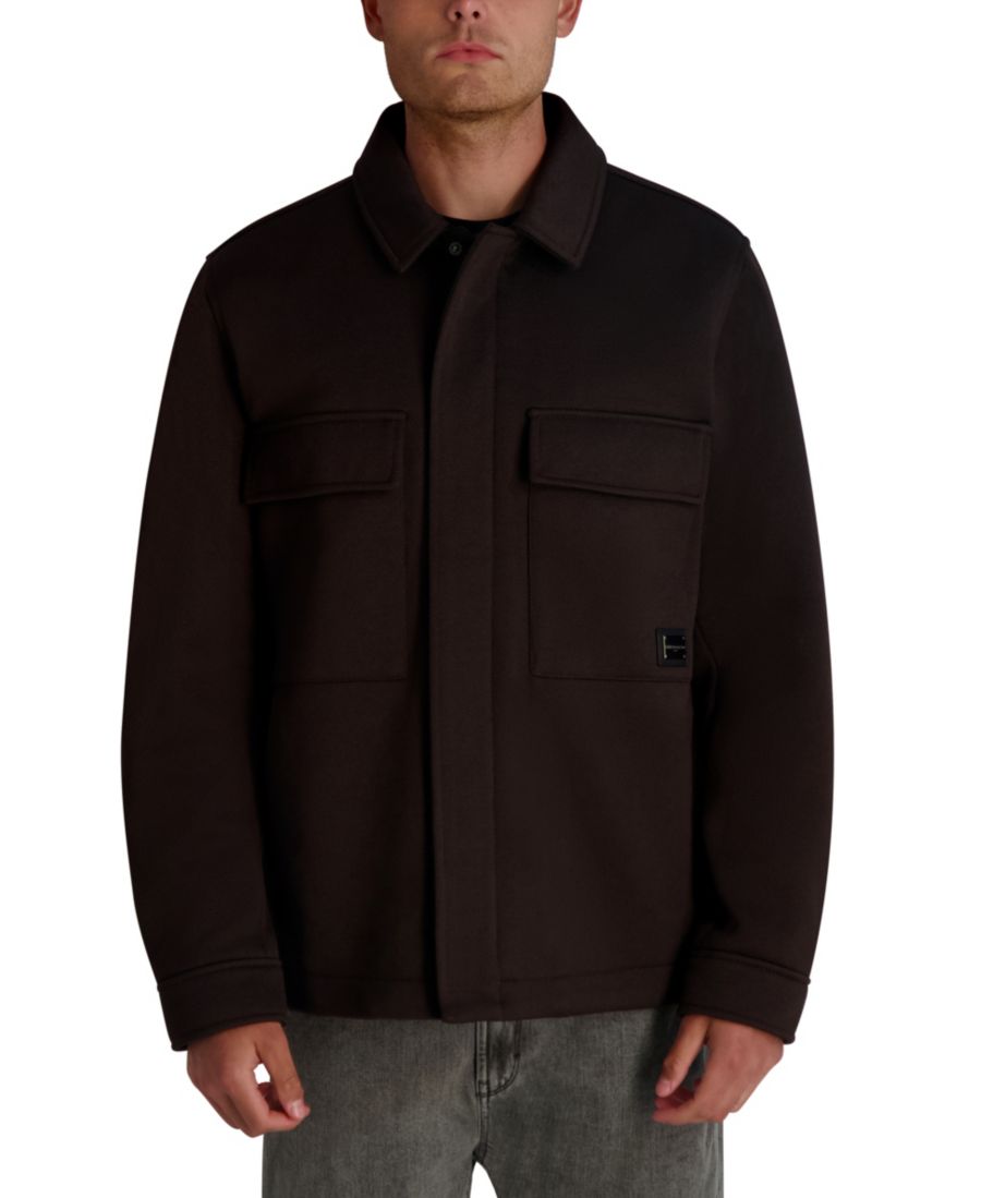 

Мужская рубашка-пиджак из саржи с воротником KARL LAGERFELD PARIS, Brown