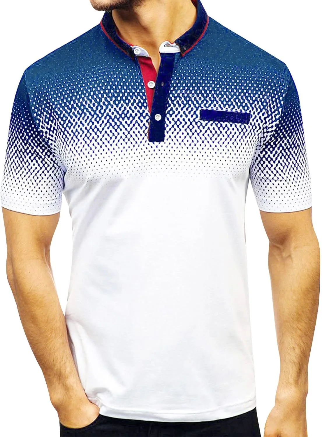 Мужская поло с коротким рукавом, градиентная, Slim Fit