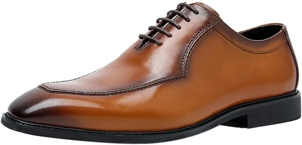 Туфли Kleider Oxford für Männer Schnüren-Schürze Zehen Burnierter Zehenquadrat Generic, Braun