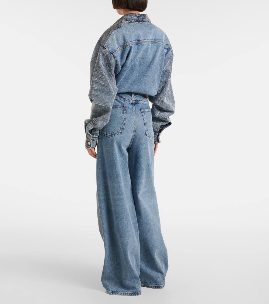 Джинсы с кристаллами и широкими штанинами Stella McCartney, Vintage Blue Denim — фото 3
