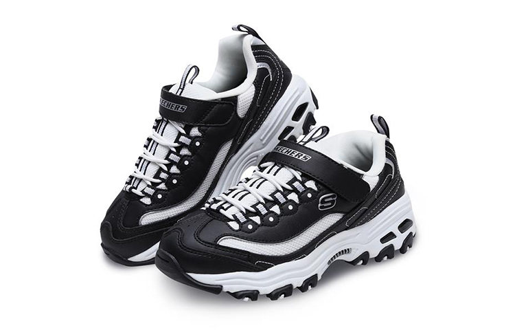 Skechers Низкие детские кроссовки с защитой от ударов и истираний, цвет черный/белый — фото 4