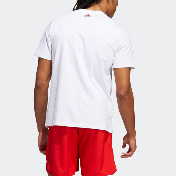 Футболка Men's adidas Basketball Series Spida Logo Printing Sports Short Sleeve White T-Shirt, мультиколор — фото 4