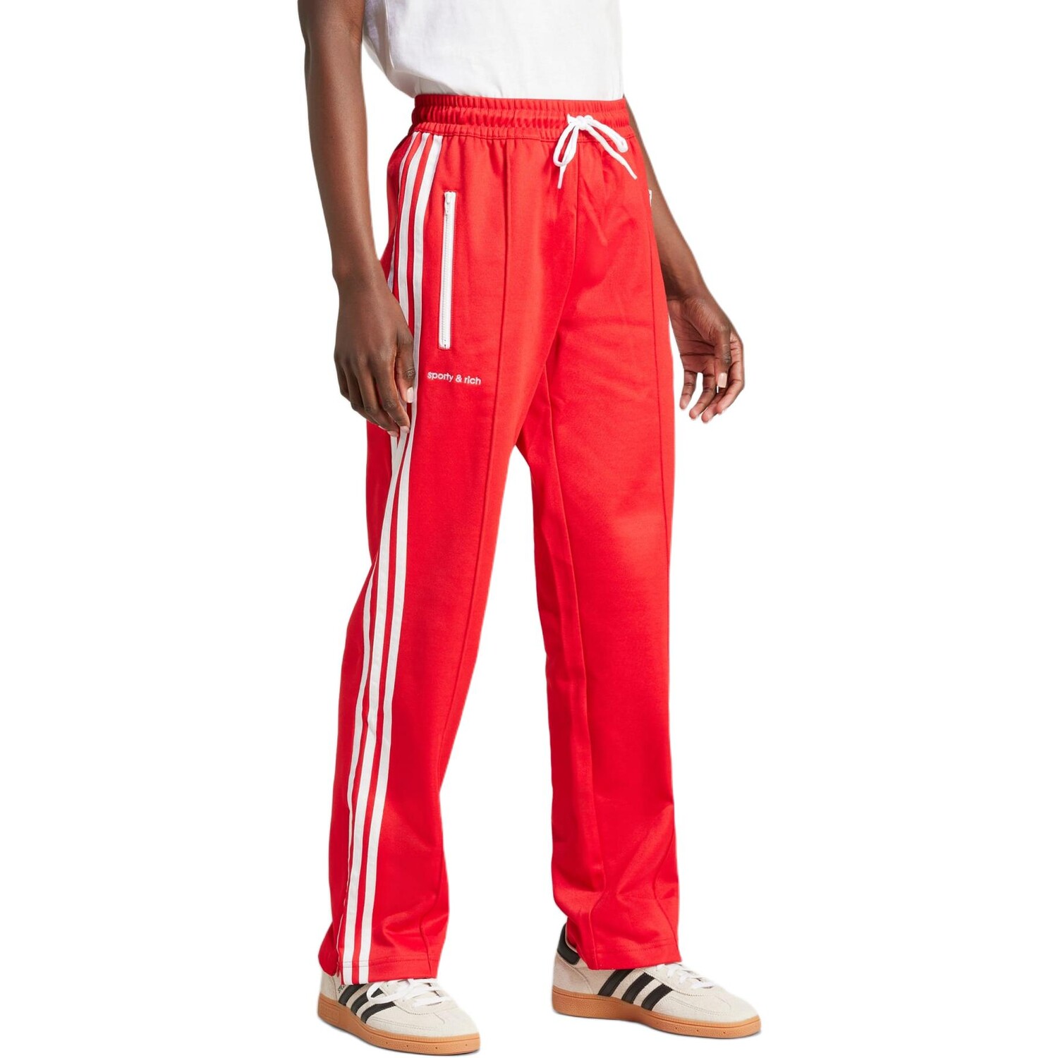 Повседневные брюки SPORTY & RICH Collaboration женские красные Adidas Originals — фото 2