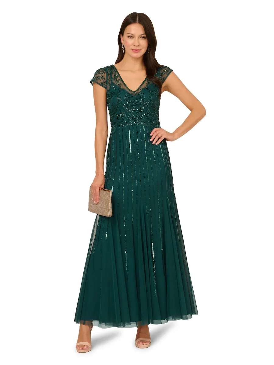 

Платье с камнями и вырезом в форме буквы V Adrianna Papell, зеленый