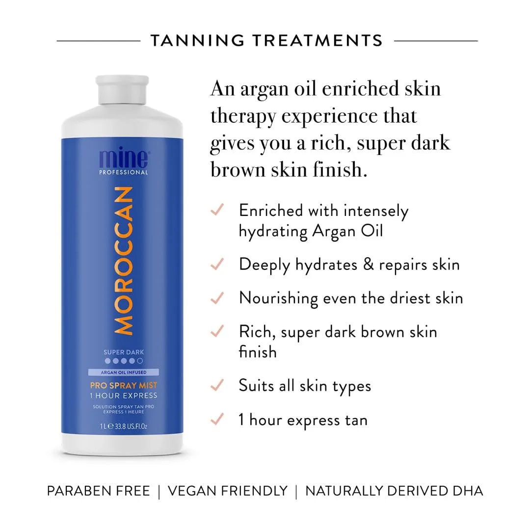 MineTan Spray Tan Solution | Moroccan - спрей для автозагара для темного бронзового оттенка, быстросохнущий, экспресс-эффект за 1 час, увлажняющий, профессиональная формула, веганский, 1000 мл Minetan Body.Skin, Super Dark — фото 3