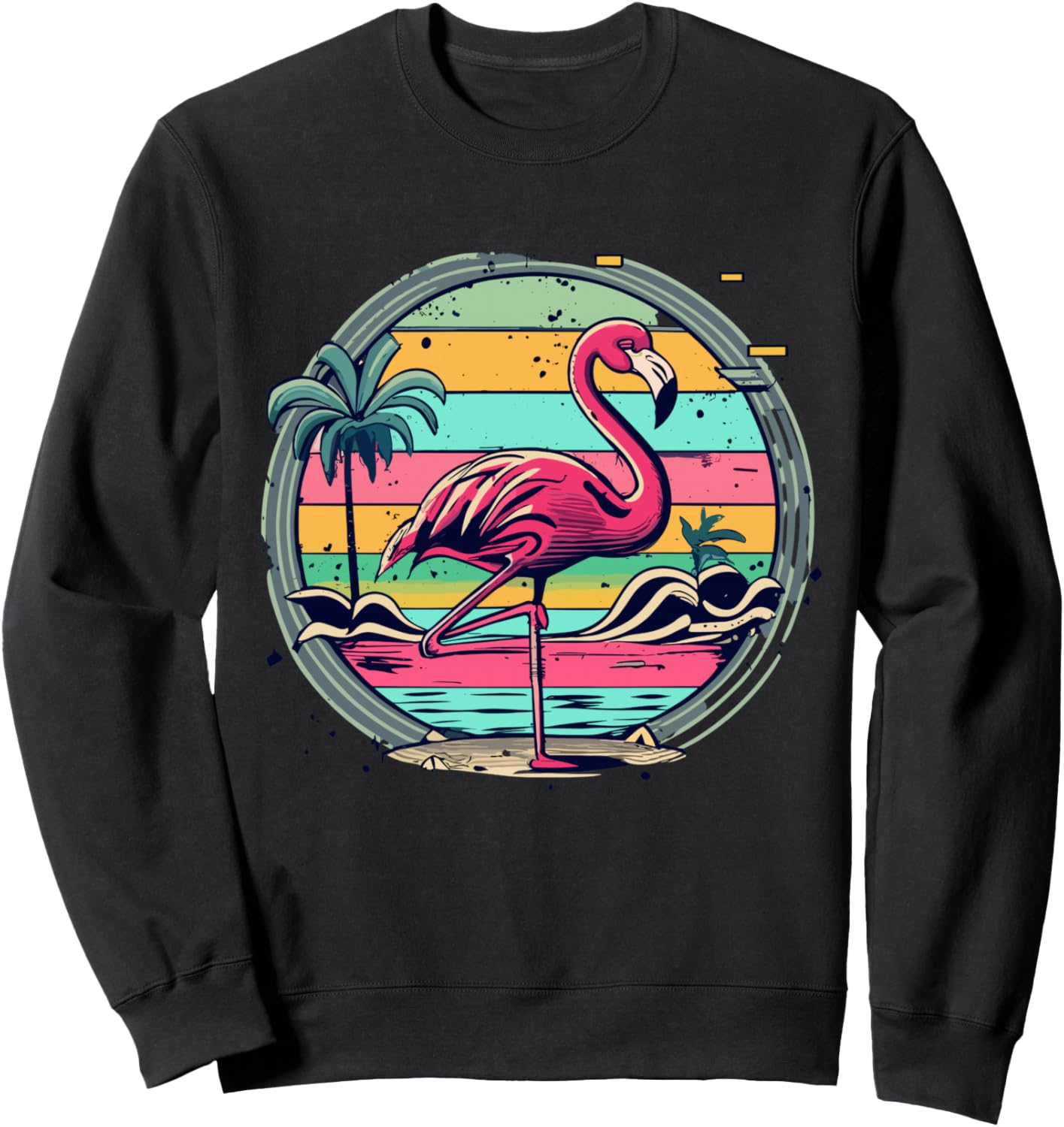 

Ретро-толстовка с тропическим рисунком фламинго Flamingo Retro Sunset Co., черный