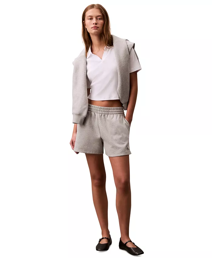 

Женские флисовые шорты с логотипом Calvin Klein Jeans, серый