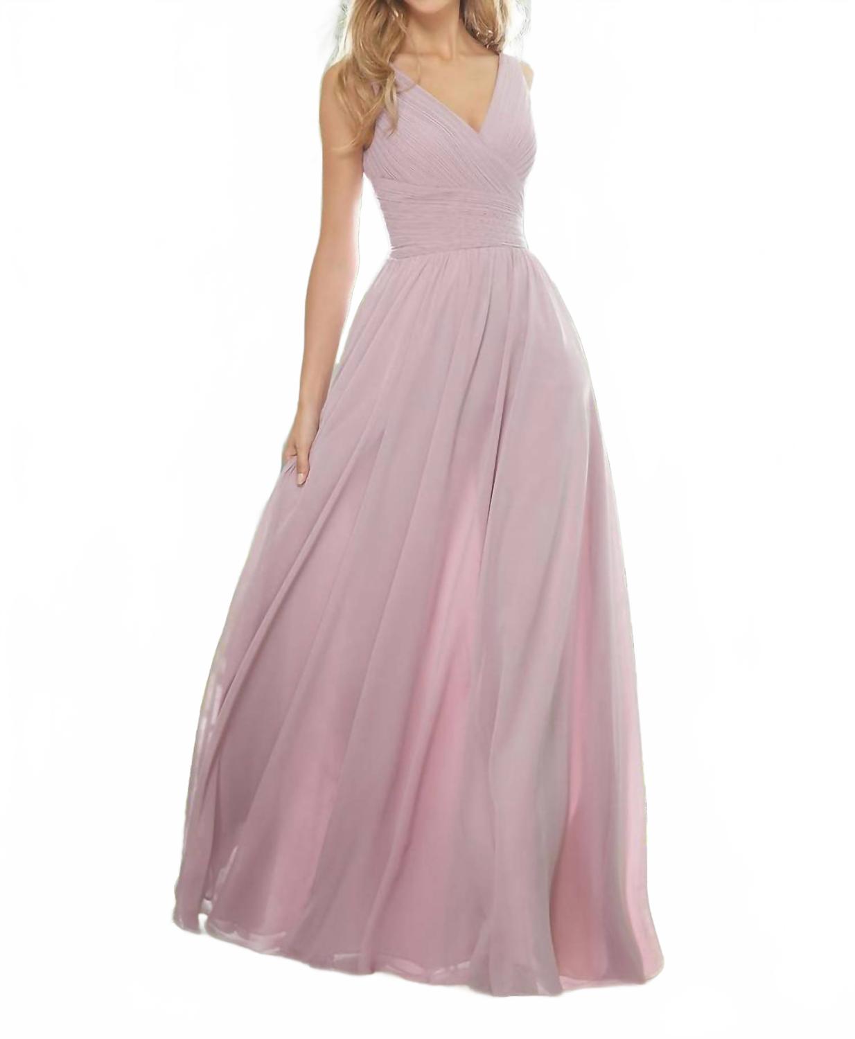 

Шифоновое платье для подружек невесты в цвете Desert Rose, подчеркивающее фигуру MORILEE