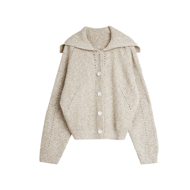 

ELLE Кардиган женский бежевый кофе с лацканами умеренной длины