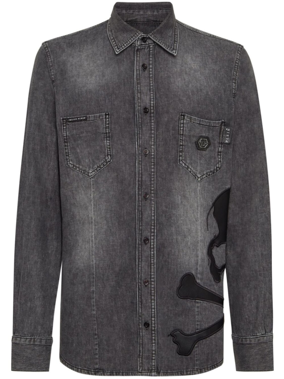 

Philipp Plein рубашка с нашивкой skull, серый