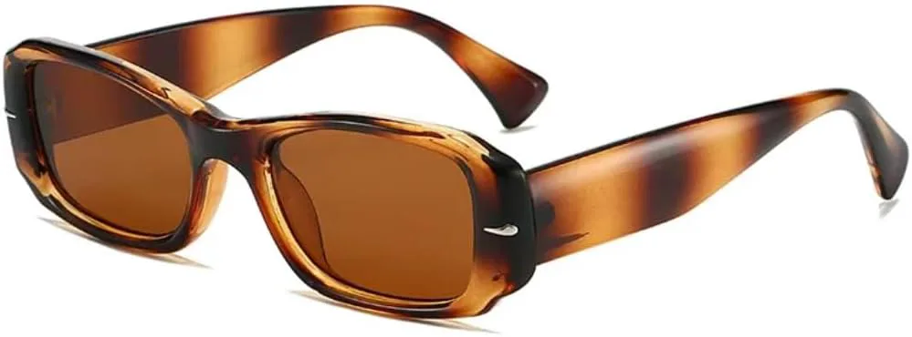 

Модные прямоугольные солнцезащитные очки для женщин в стиле панк с заклепками, градиентные, защита от УФ-излучения UV400, для мужчин в стиле ретро VFDHN, Amber Tea