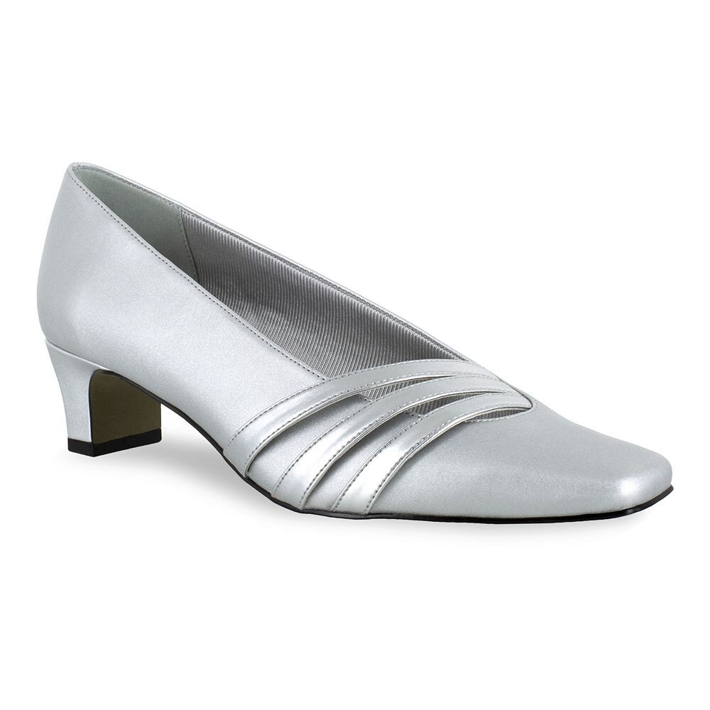 Женские туфли-лодочки Easy Street Entice с квадратным носком, цвет Silver Satin