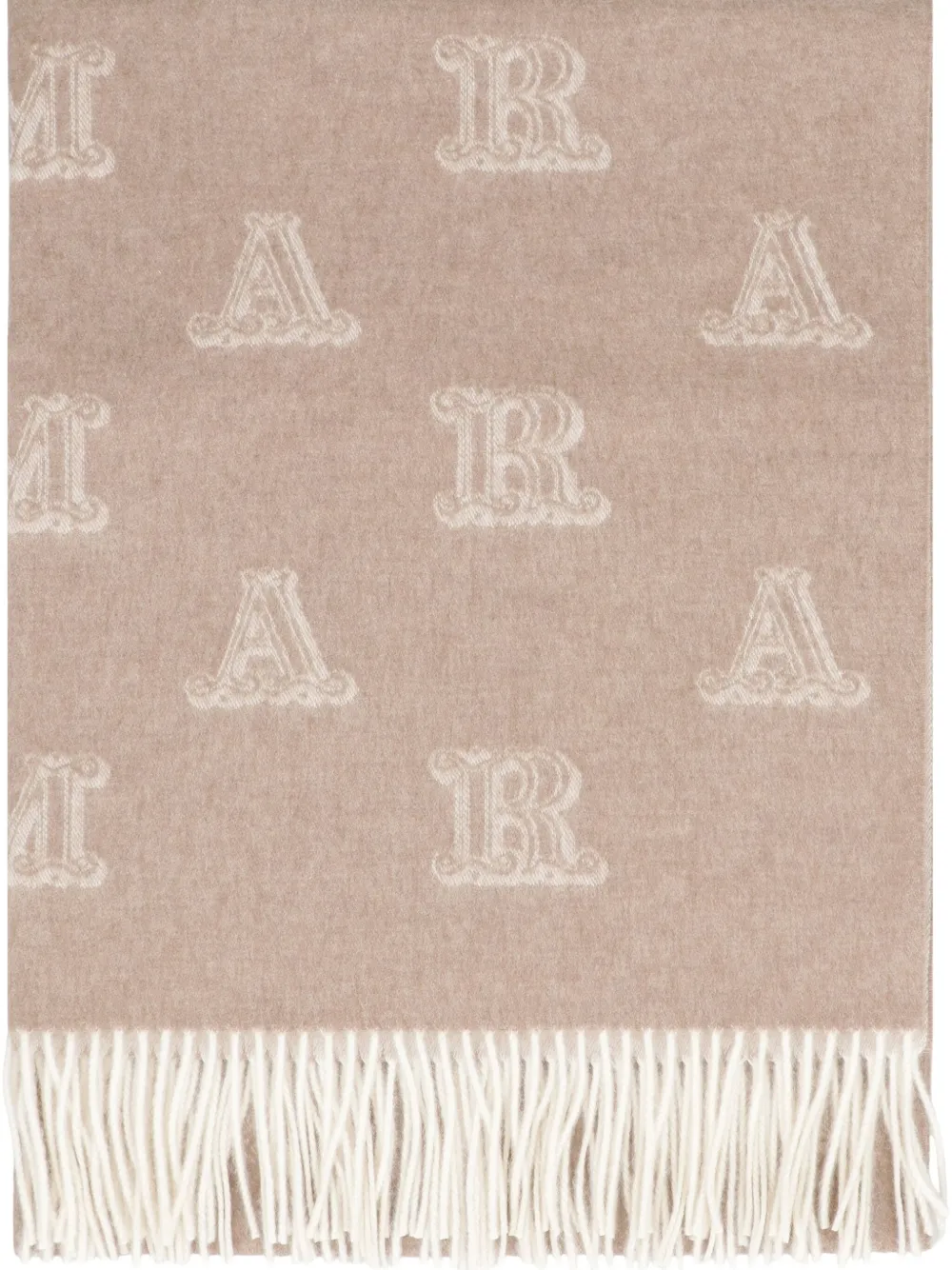 Жаккардовый шарф с бахромой Max Mara, бежевый — фото 3