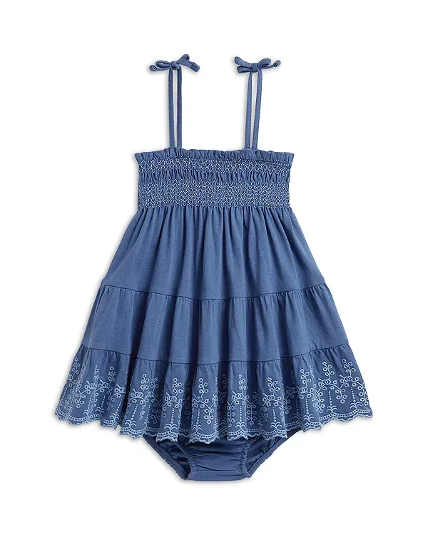 Платье и панталоны из хлопкового трикотажа с перфорацией - для малышей Ralph Lauren, Blue