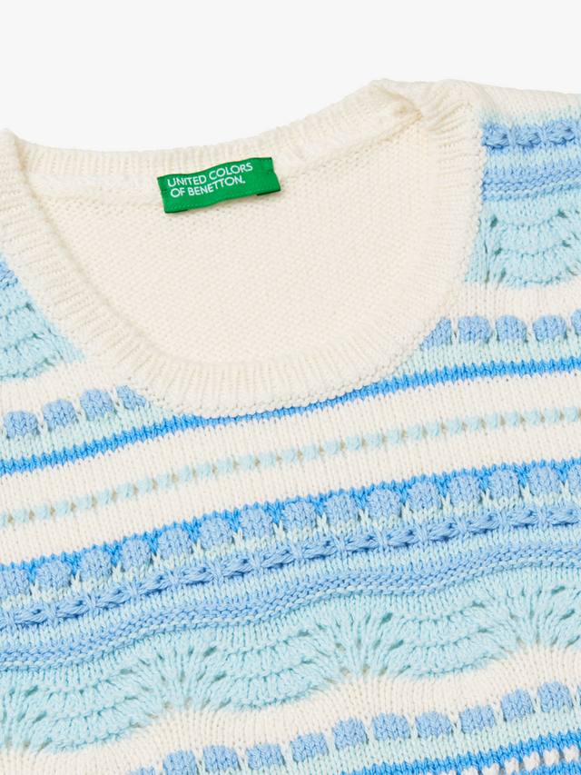 Детская безрукавка из хлопкового трикотажа Benetton, Offwhite — фото 3