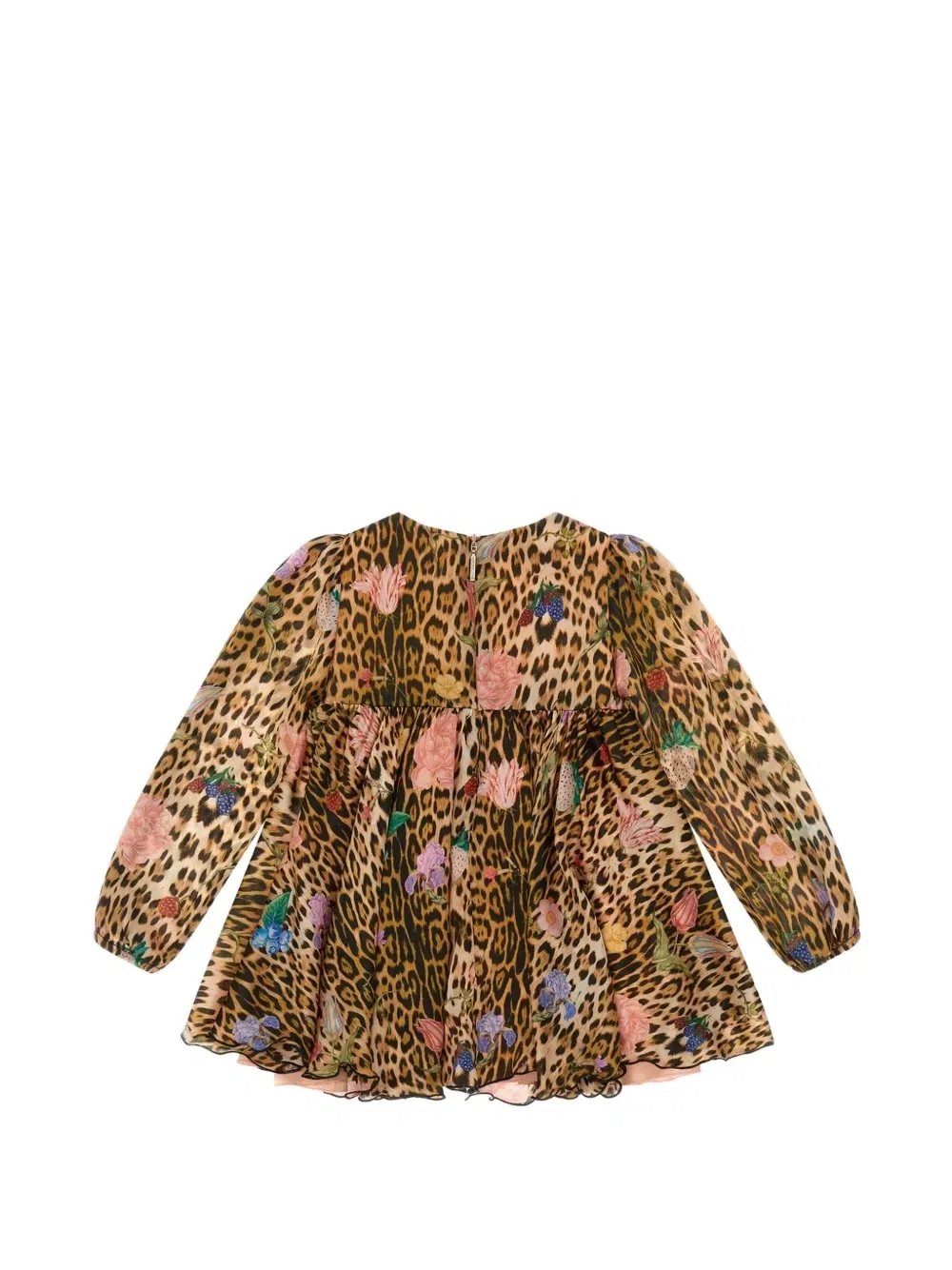 Платье с леопардовым принтом и цветочным принтом Roberto Cavalli Junior, бежевый — фото 2