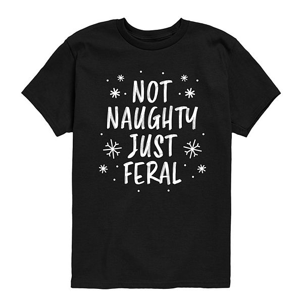 

Футболка с принтом Boys 8-20 boy's not naughty just feral Licensed Character, Black