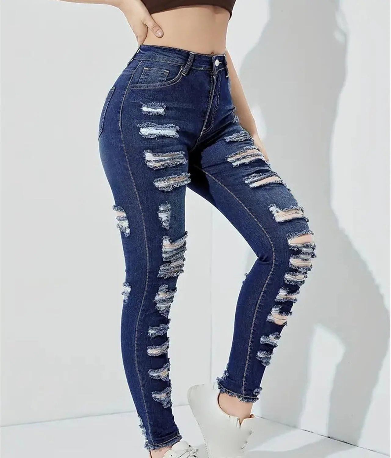 

Женские джинсы Stretch Denim Plus Size Slim Destroyed JEKE-DG