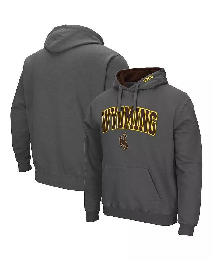 

Мужской темно-серый пуловер с капюшоном Wyoming Cowboys Arch и Logo Colosseum
