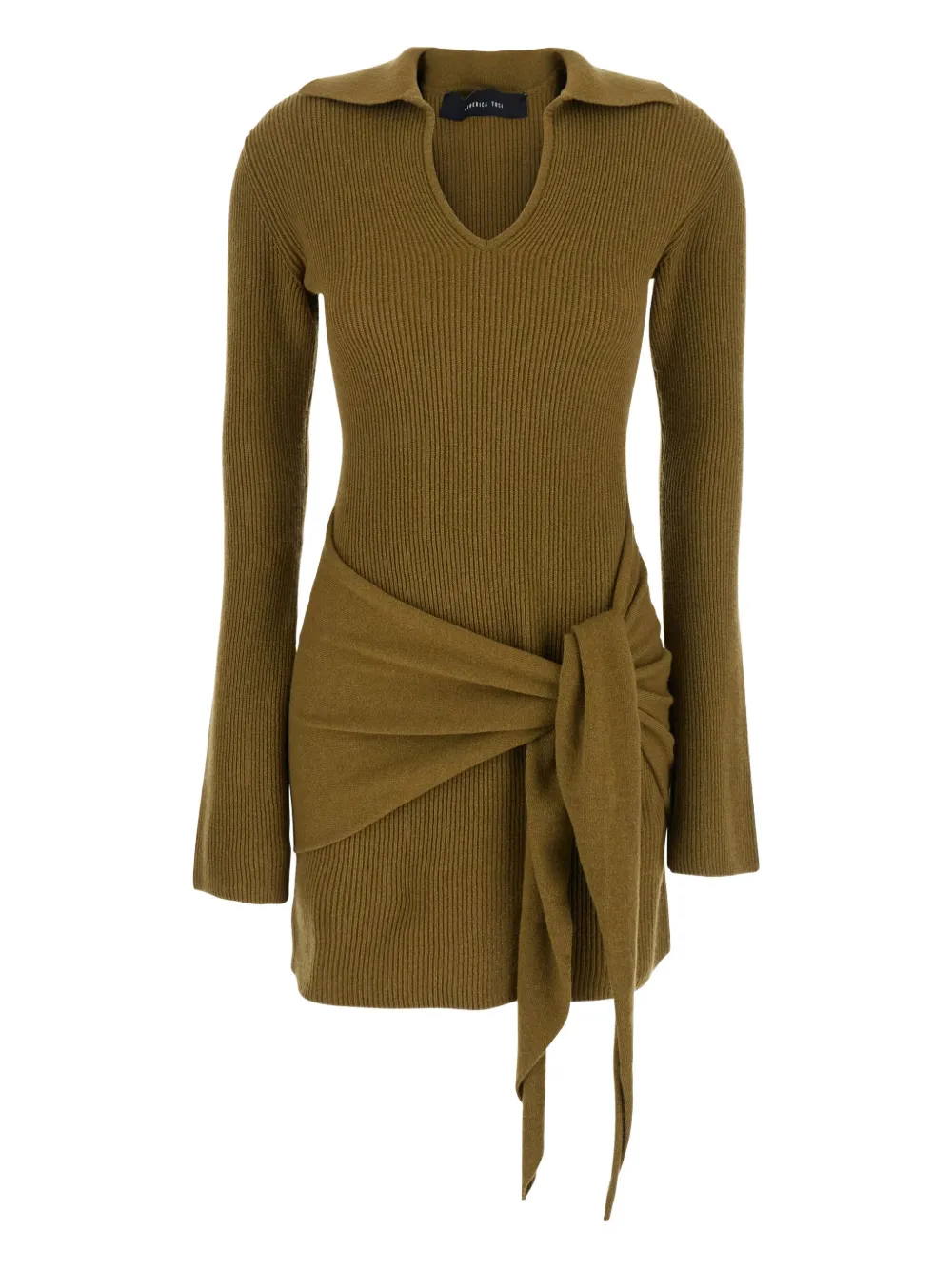 

Платье из ребристого трикотажа с завязками спереди Federica Tosi, коричневый