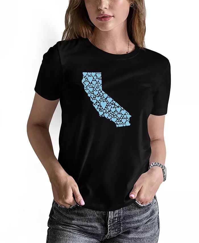 

Женская футболка California Hearts Word Art LA Pop Art, черный