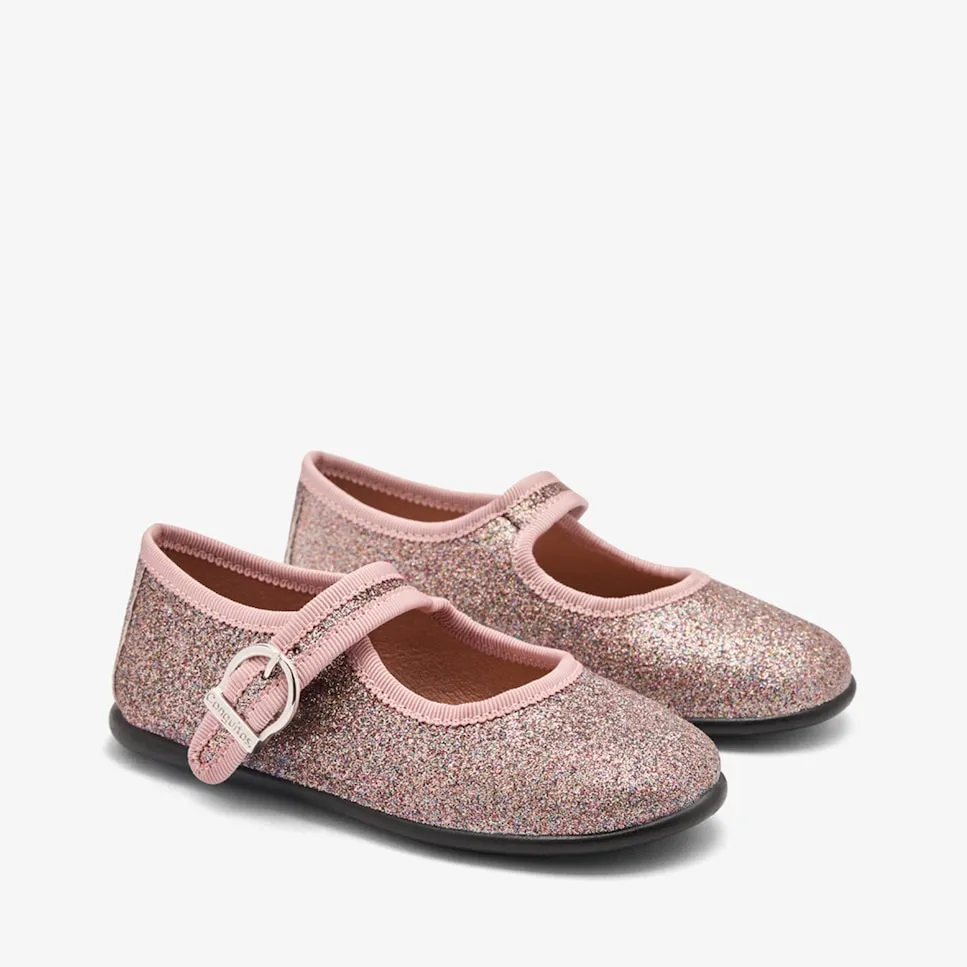 Детские балетки с пряжкой и блестящим узором Mary Janes Conguitos, розовый — фото 3