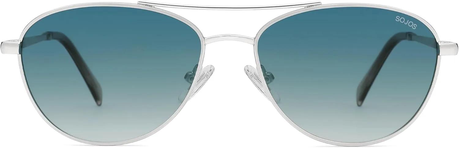 

Солнцезащитные очки-авиаторы SOJOS в стиле ретро с поляризацией для женщин и мужчин, винтажный стиль 70-х, защита от УФ-излучения, модель SJ1265, Silver/Blue Grading
