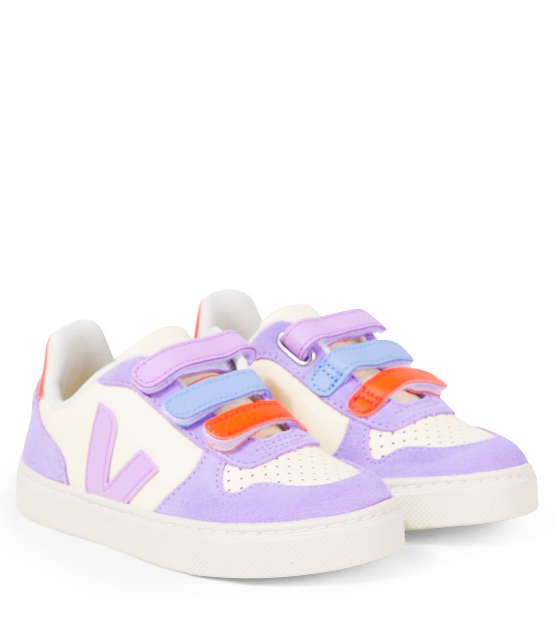 

Кроссовки V-10 из кожи с замшевой отделкой Veja Kids, Cashew_Multico-Orchid