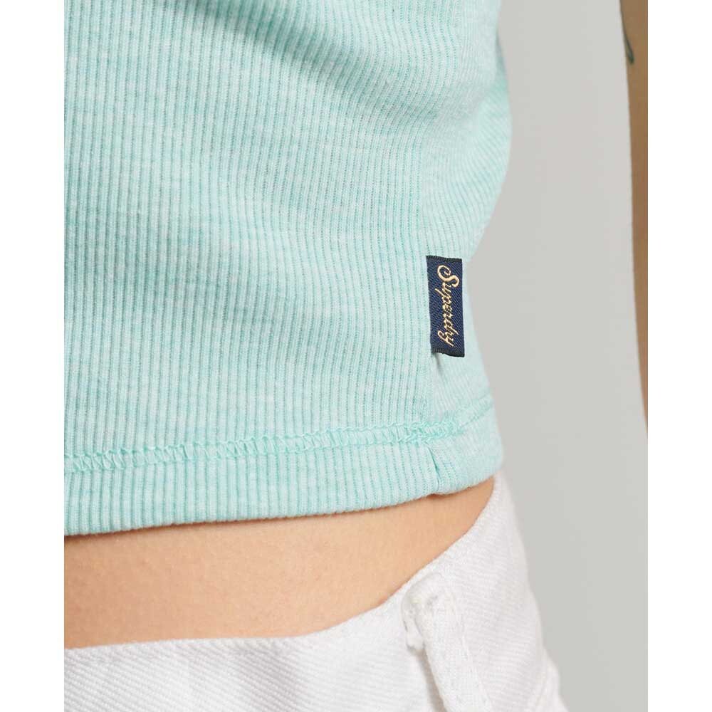 Топ Superdry Vintage Rib Lace Trim Cami Sleeveless, зеленый — фото 4