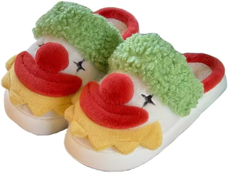 

Унисекс милые новогодние тапочки для дома, плюшевые тапочки, забавные подарки на Хэллоуин, уютные пушистые зимние домашние тапочки Cuzudin, красный