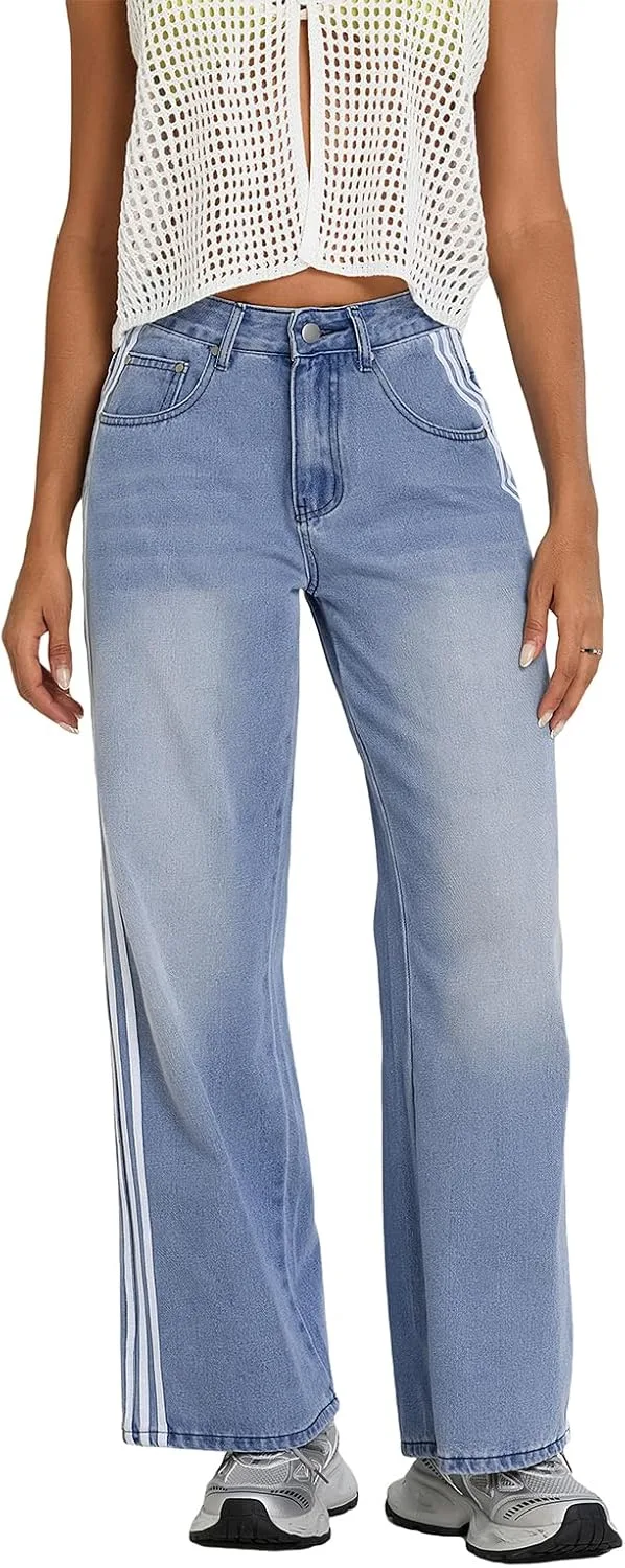 

Женские джинсы прямые широкие мешковатые high waisted relaxed fit деним Fuguibadn