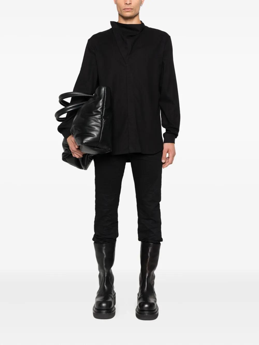 Рубашка с высоким воротником и длинными рукавами Rick Owens, черный — фото 2