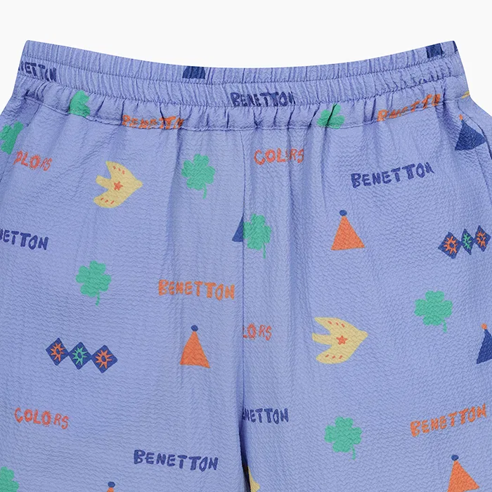 Детские фиолетовые шорты с мульти-узором от Benetton Kids — фото 3