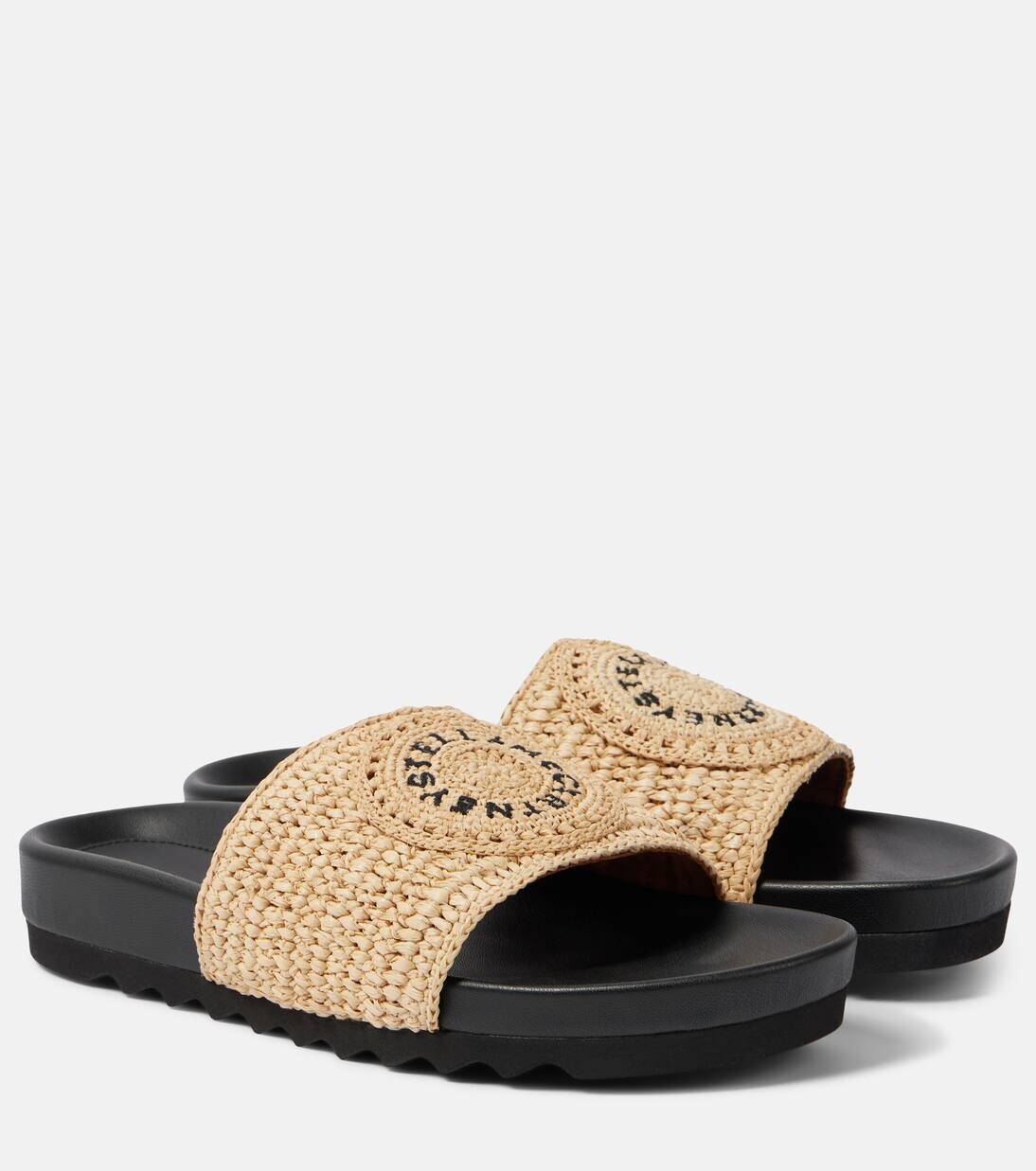 Слайды из рафии с логотипом Elyse Stella Mccartney, цвет natural/black
