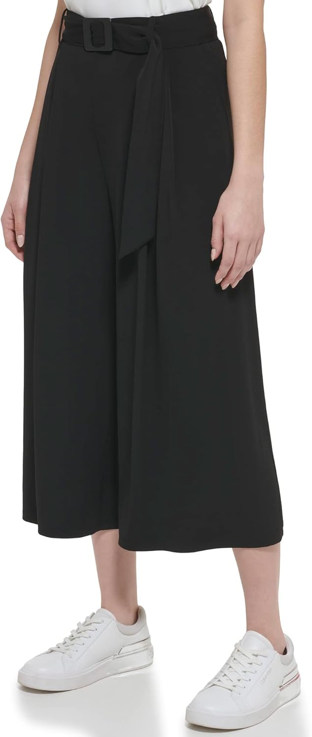 Женские повседневные укороченные брюки Calvin Klein Wide Leg, Black — фото 2