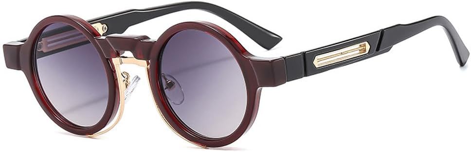 

Маленькие круглые солнцезащитные очки в стиле ретро-панк с градиентным переходом цвета, защита от ультрафиолета UV400, модные солнцезащитные очки для женщин и мужчин TKKTLLT, Dark Red Black Gray