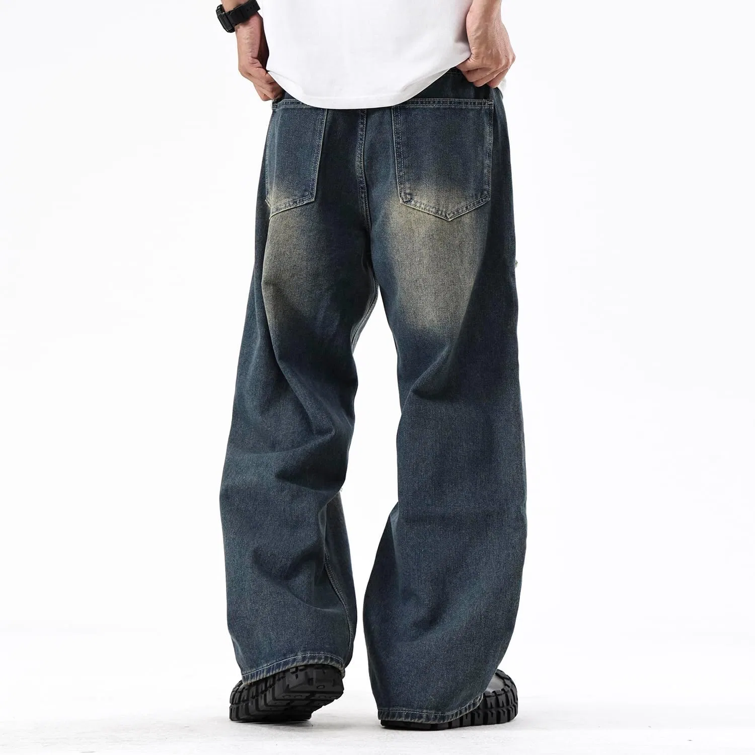 Джинсы свободные мужские Ripped Baggy Jeans, Retro Blue — фото 3