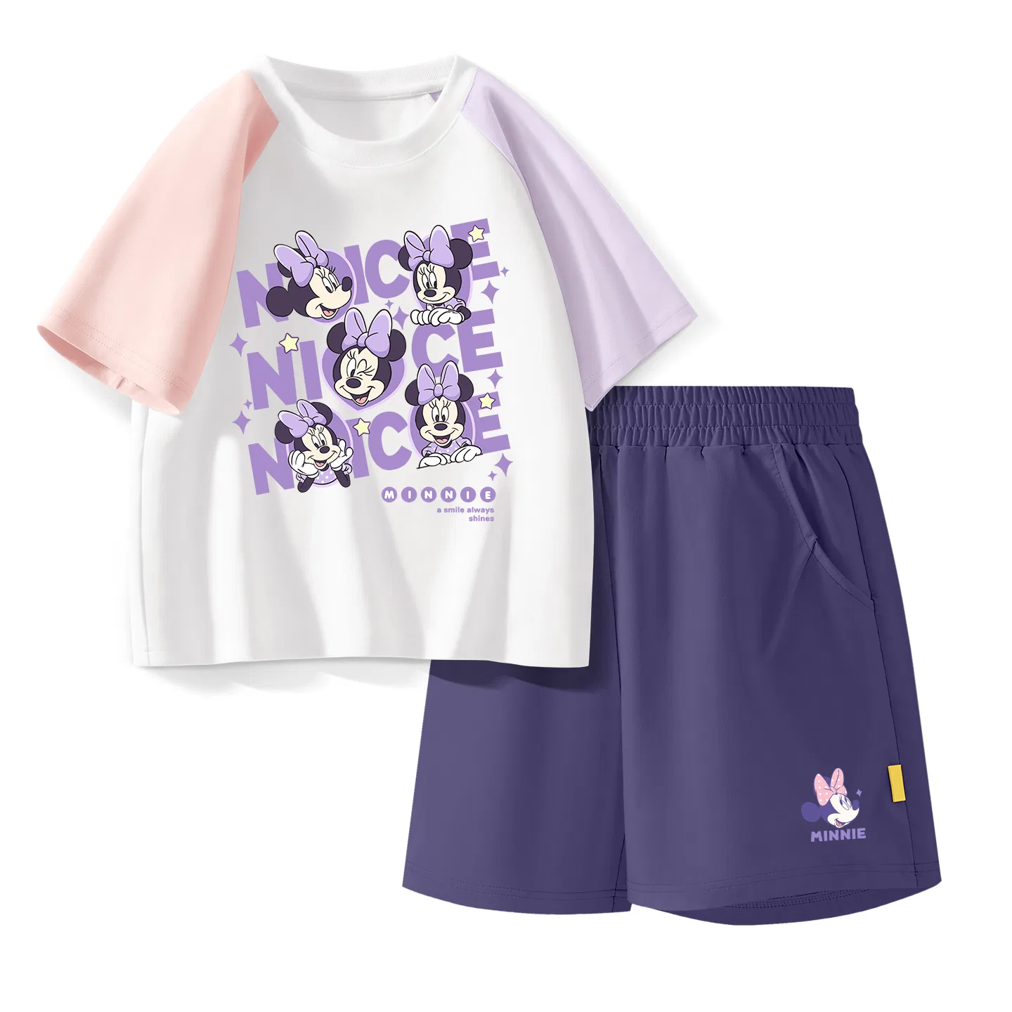 Детский спортивный костюм Casual Sportswear 2 Piece Set Disney, Di Floral Minnie Pink Purple+Di Knot K_Bottom Right Plum Purple