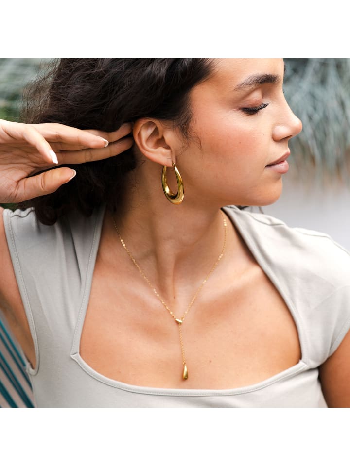 

Adeliás Женские серьги - серьги-кольца из нержавеющей стали в золотом исполнении