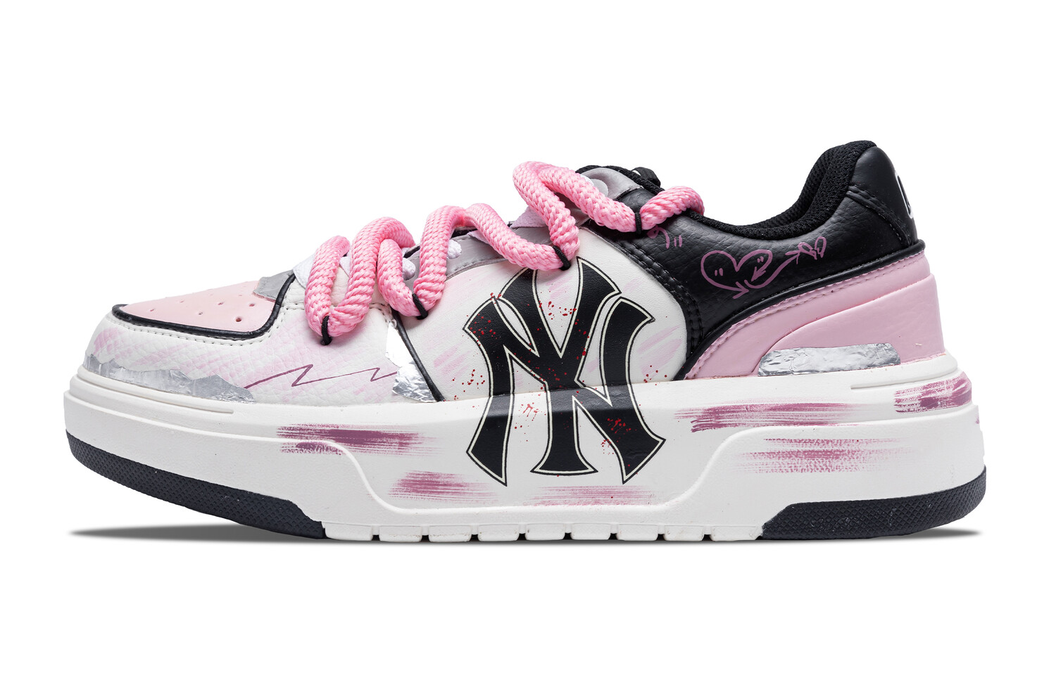 

Кроссовки MLB Chunky Liner Skateboarding Shoes Women's Low-top Black/pink/white, цвет Peach