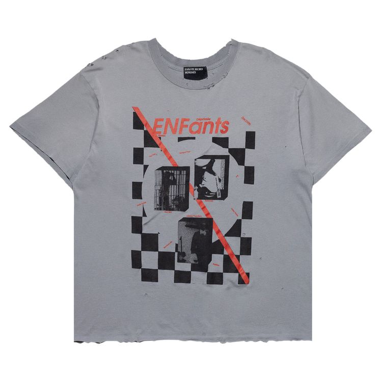 

Футболка Enfants Riches Déprimés Checkered Fan Zine T-Shirt Sharkskin, серый