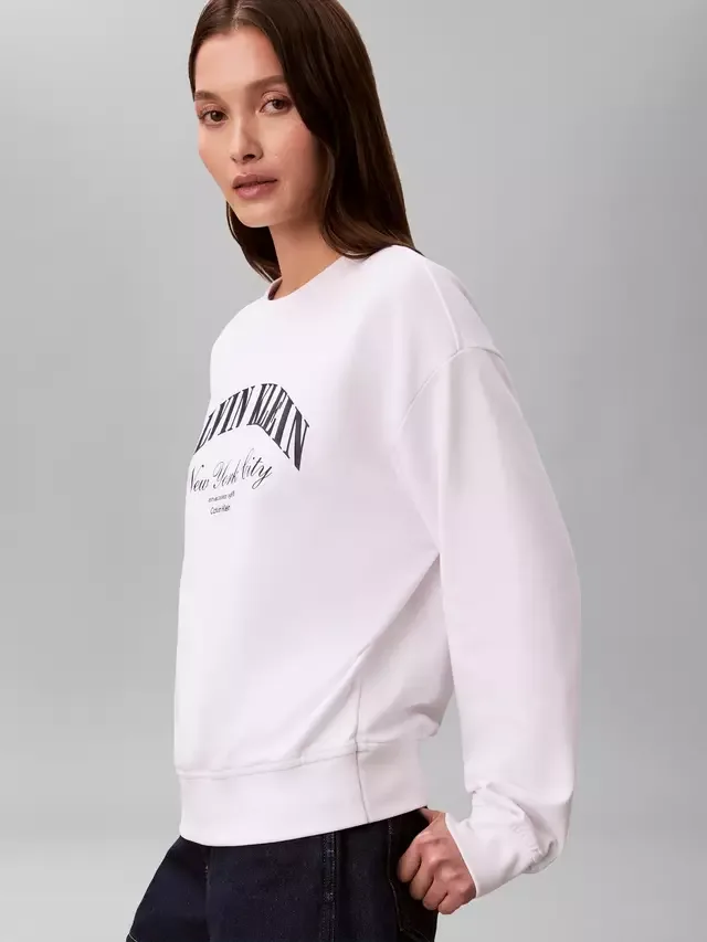 Толстовка с университетским логотипом, ярко-белая Calvin Klein — фото 4