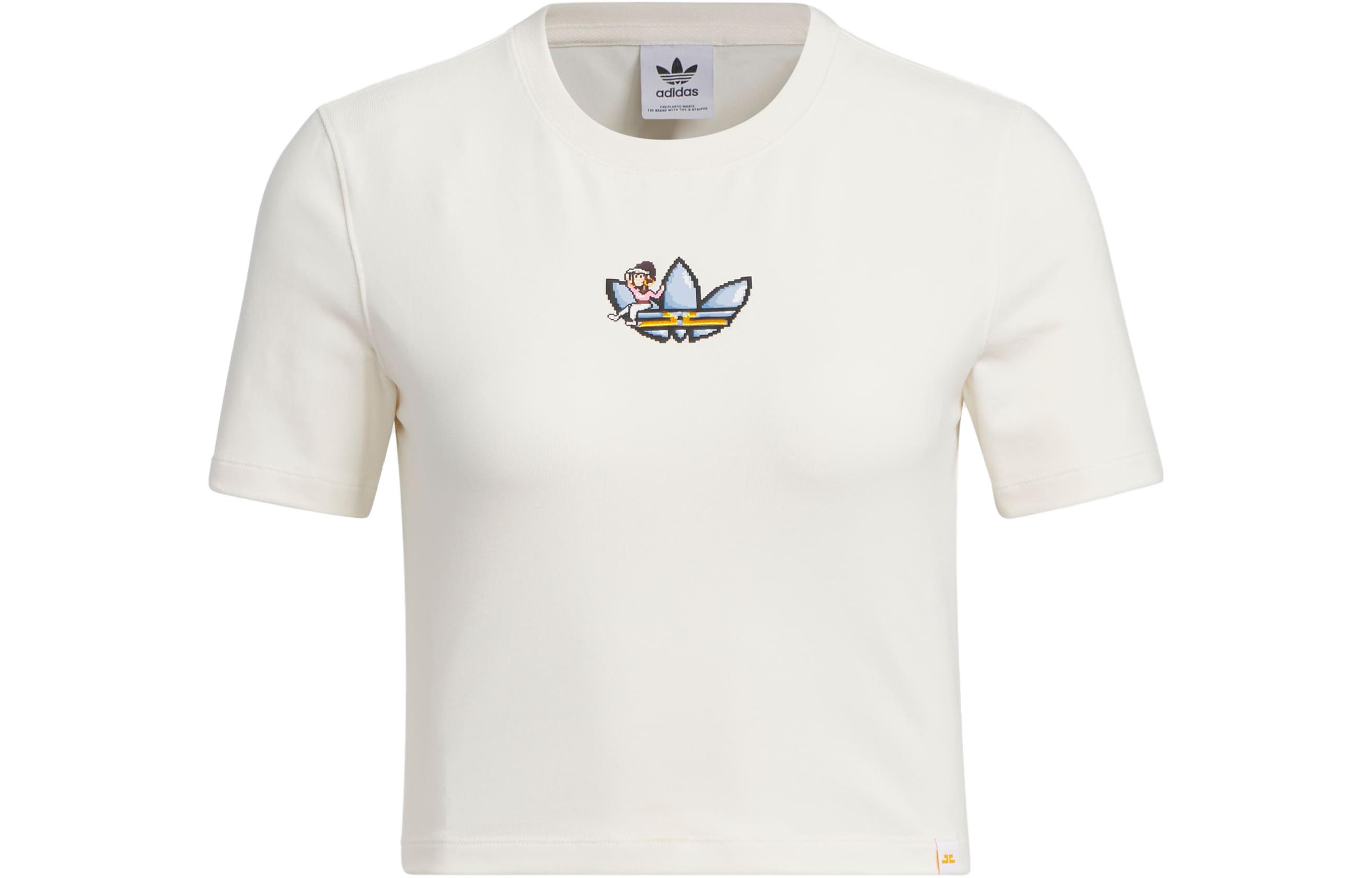 Monkey Kingdom Кроп топ женский розово-белый Adidas Originals — фото 2